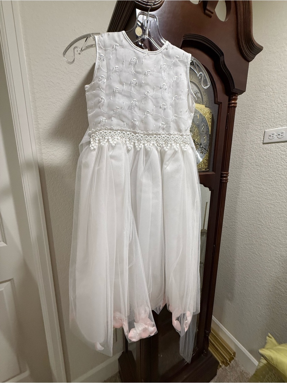 Us Angels White Tulle Flower-Accent Girl's Communion Dress